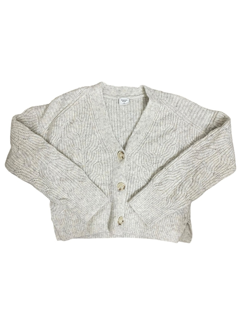 Abercrombie & Fitch Beige Wool Blend Knit V-Neck Button Cardigan Sweater XS